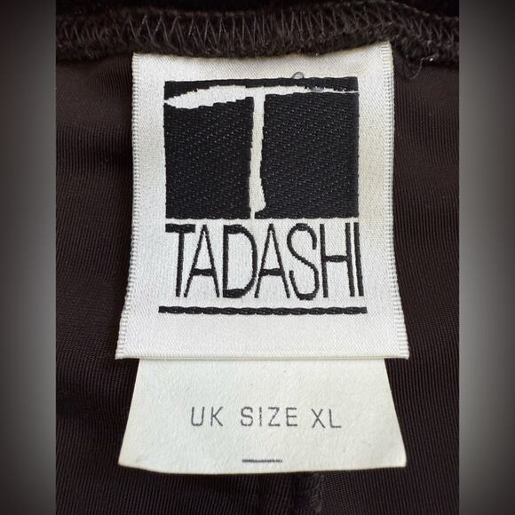 Vintage Tadashi Chocolate Brown Velvet Midi Skirt with Side Slit Size Large - Picture 5 of 9